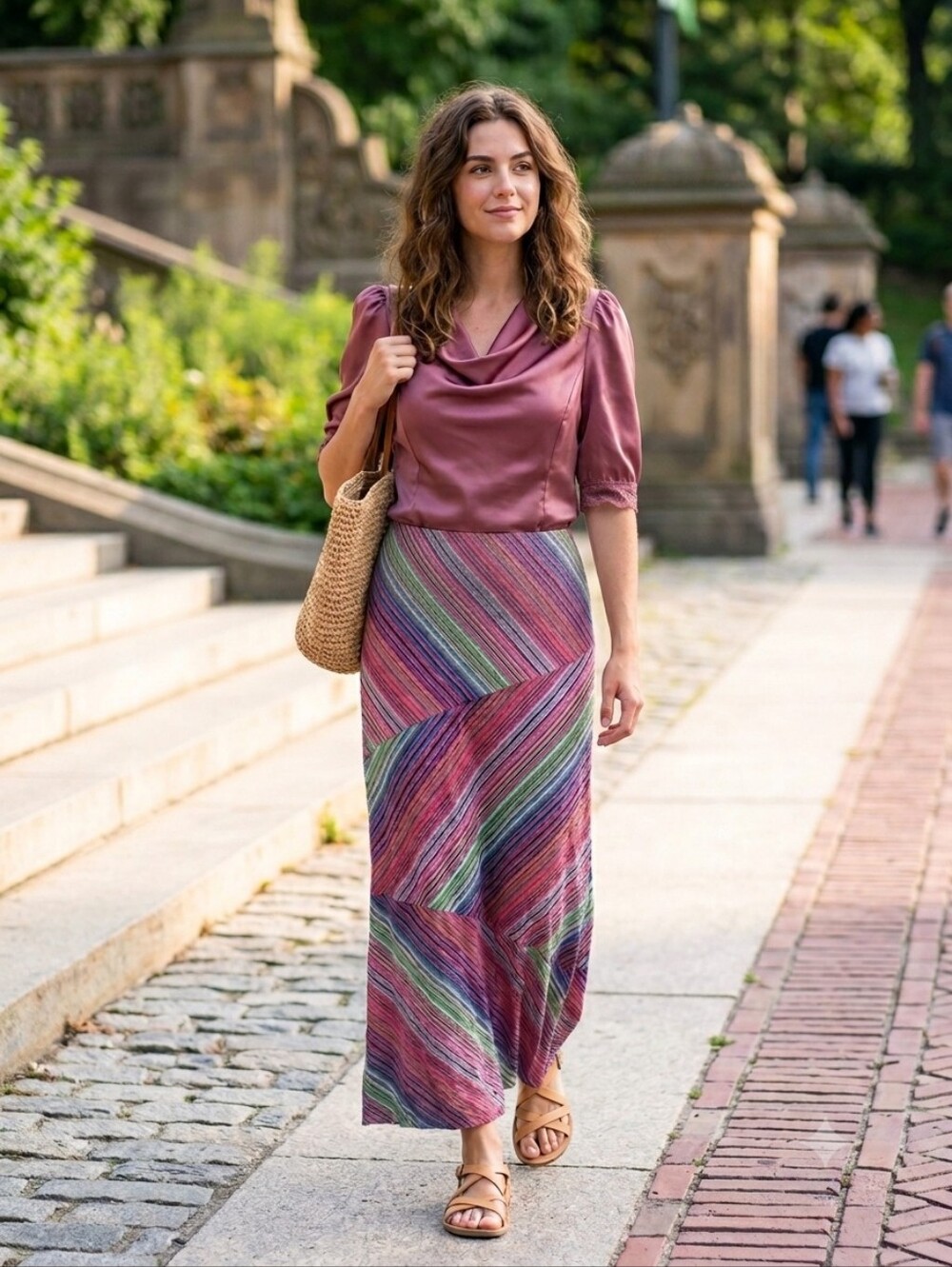 {Trina Turk} Multi-Color Striped Diagonal Maxi Skirt - Size 6